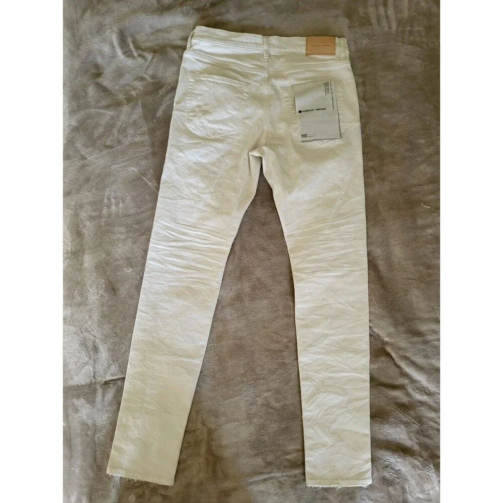 Purple Brand Mens White Slim Fit Low Rise Pockets Denim Skinny Jeans Size 32
